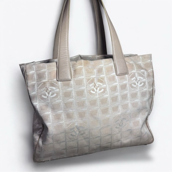 Auth Chanel Travel Ligne Tote Bag Beige Canvas 2002 Karl Lagerfeld - Picture 1 of 11